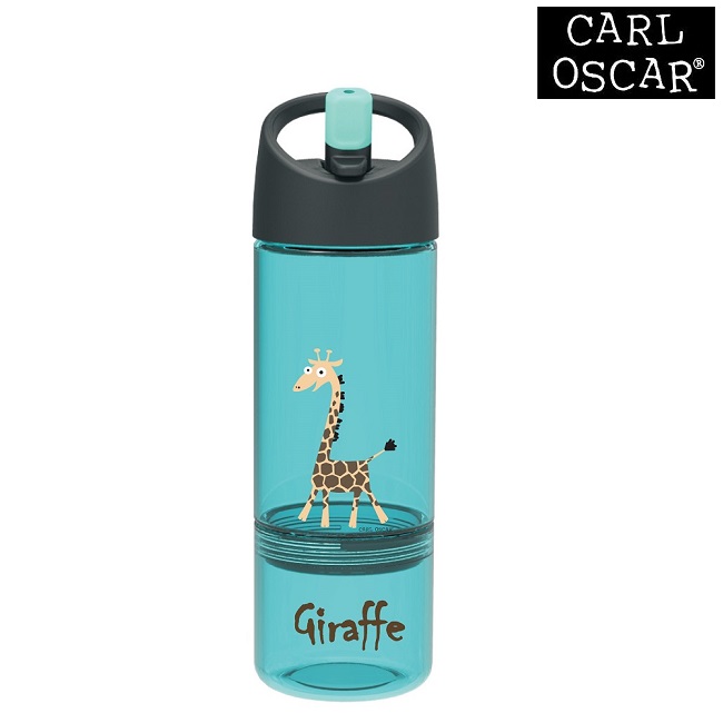 Vattenflaska barn Carl Oscar 2-in-1 med snacksburk 300 ml Blue Giraffe