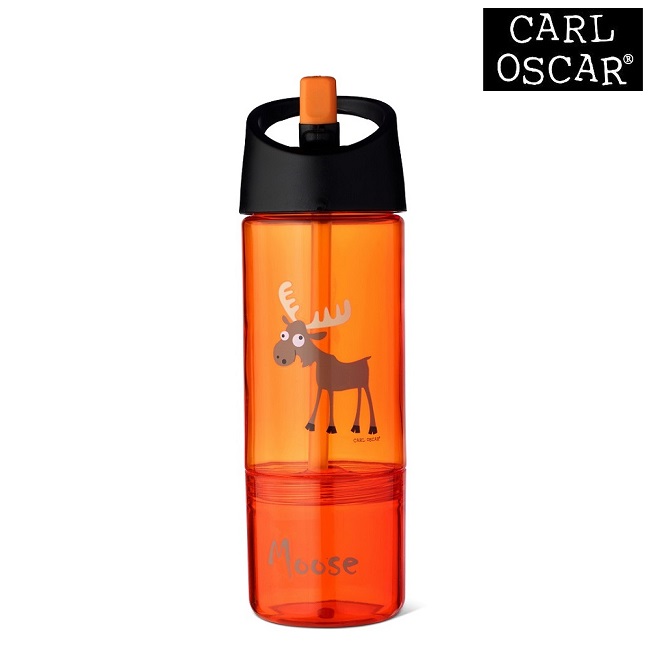 Vattenflaska barn Carl Oscar 2-in-1 med snacksburk 300 ml Orange Moose