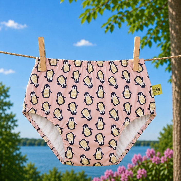 Badblöja - Lässig Splash & Fun Pink Penguin