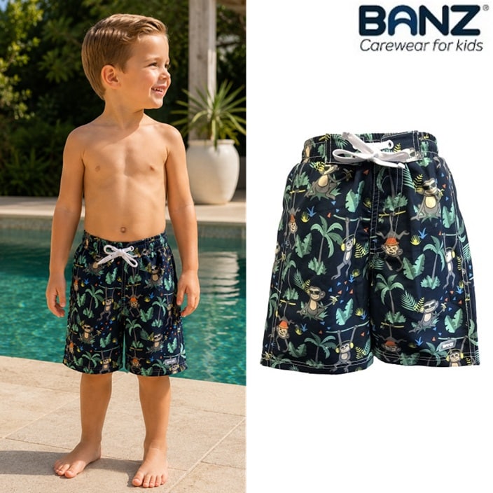 Badbyxor för barn - Banz Navy Jungle badshorts