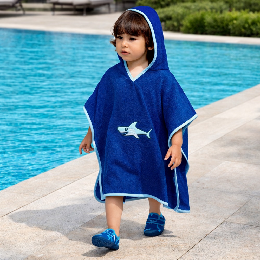 Badponcho för barn - Playshoes Shark