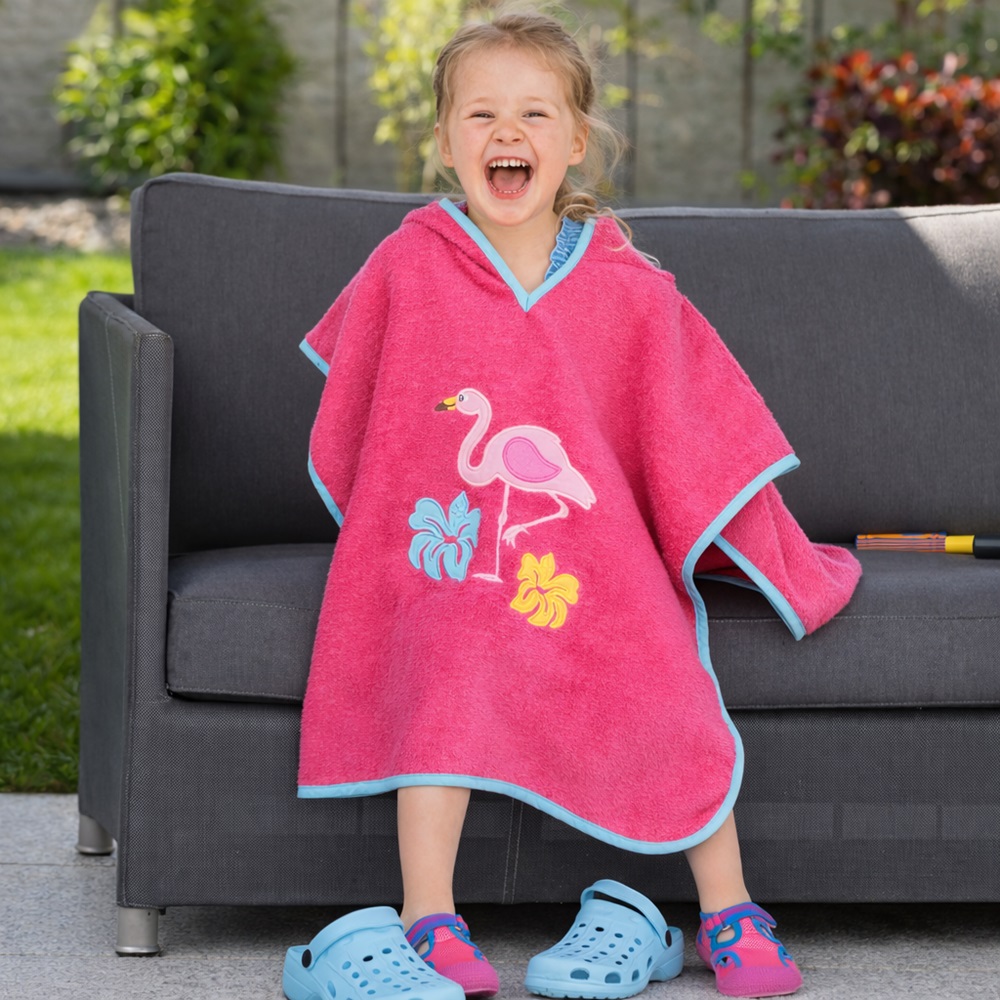 Badponcho för barn - Playshoes Flamingo