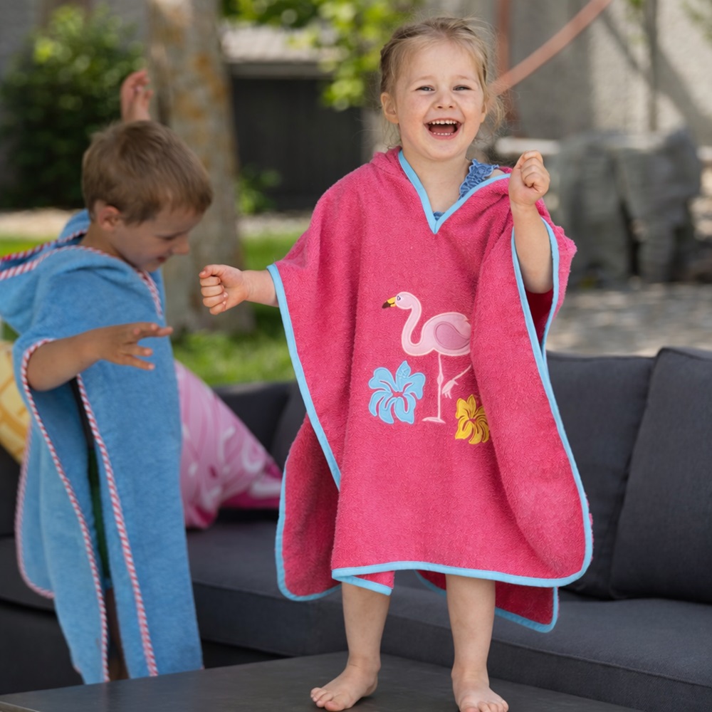 Badponcho för barn - Playshoes Flamingo