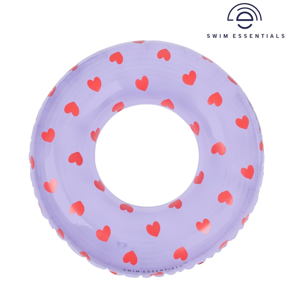 Badring XL för barn - Swim Essentials Lilac Hearts