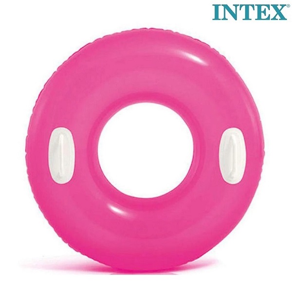 Uppblåsbar badring med handtag till barn Intex Pink