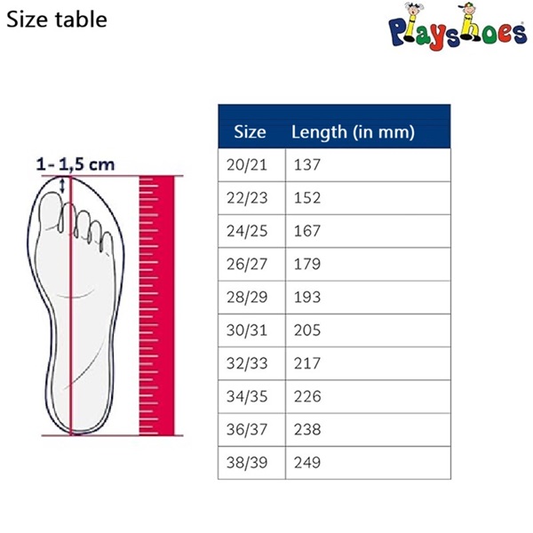 Storleksguide Playshoes
