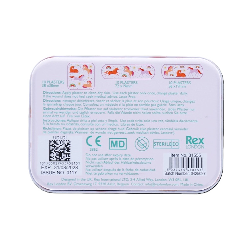 Barnplåster i metallask - Rex London Unicorn