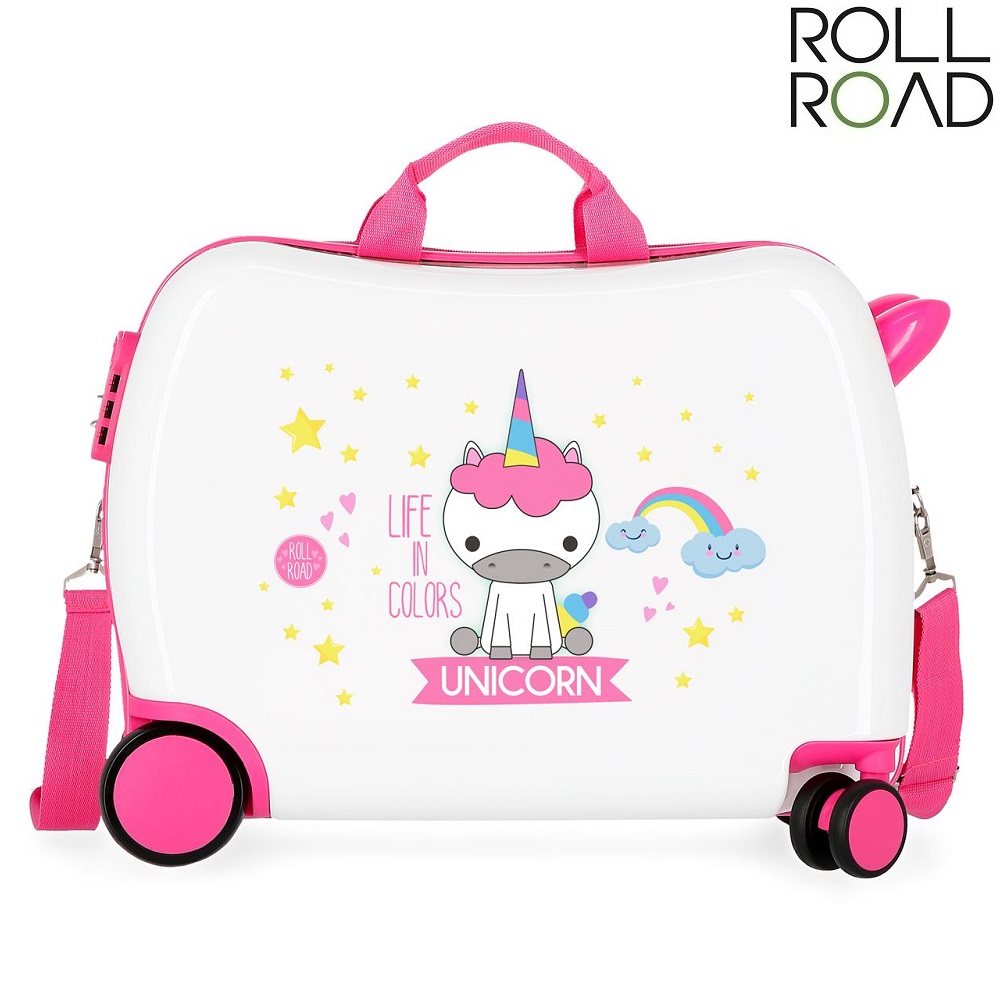 Resväska för barn att åka på Roll Road Unicorn
