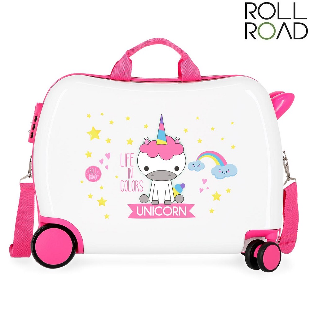 Resväska för barn att åka på Roll Road Unicorn