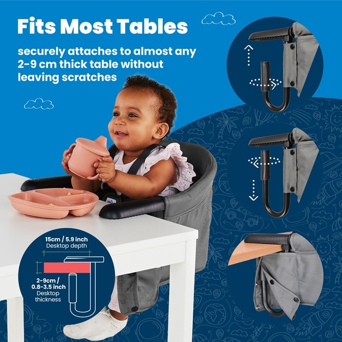 Barnstol för bord - Trunki Clamp Seat Grey