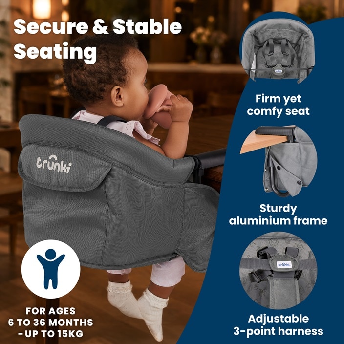 Barnstol för bord - Trunki Clamp Seat Grey