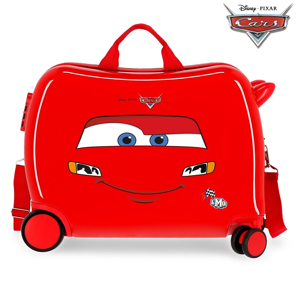 Resväska för barn att åka på Bilar Lightning McQueen Red