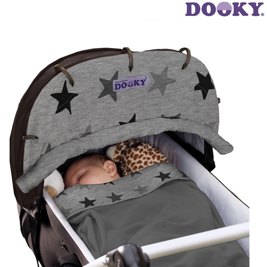 Solskydd barnvagn Dooky Design Grey Stars