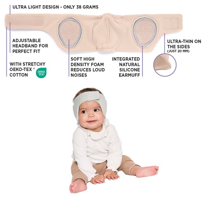 Hörselskydd för baby - Dooky Headband Grey