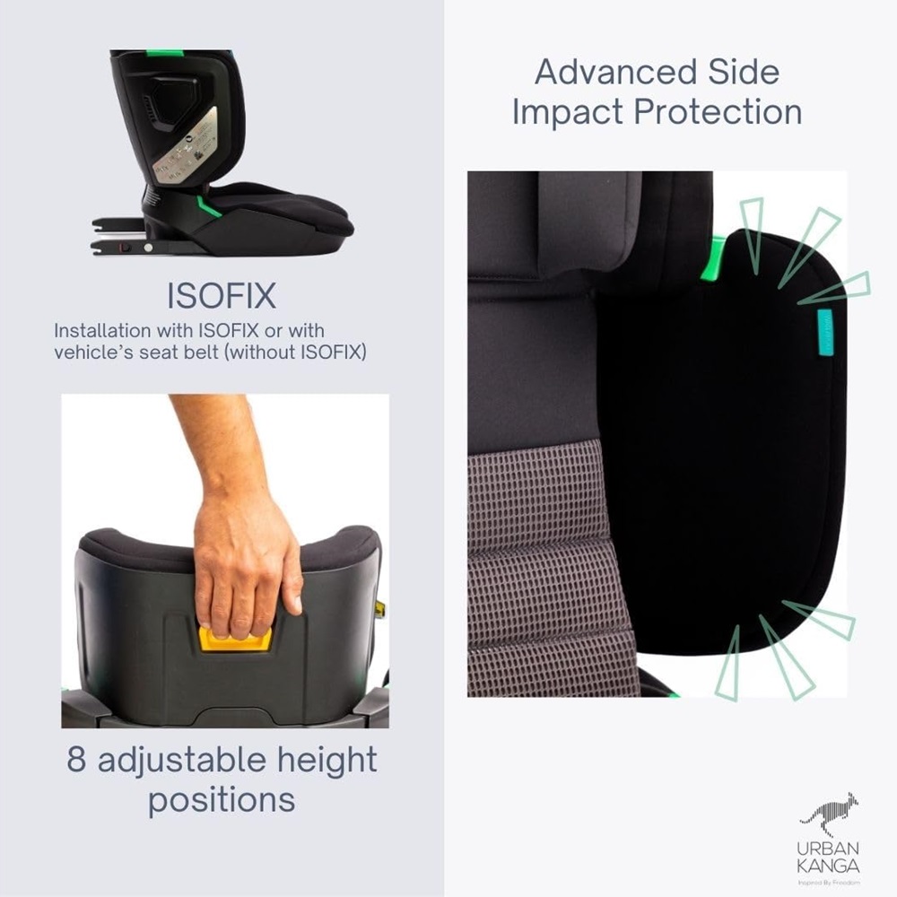 Hopfällbar bilbarnstol - Wallaroo 2.0 Car Seat Black