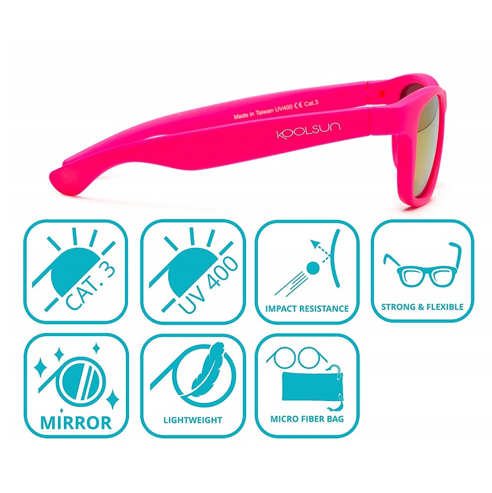 Solglasögon för barn - Koolsun Wave Neon Pink