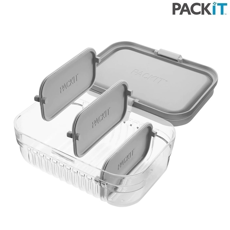 Matlåda för barn PackIt Bento Lunch Box Steel Grey