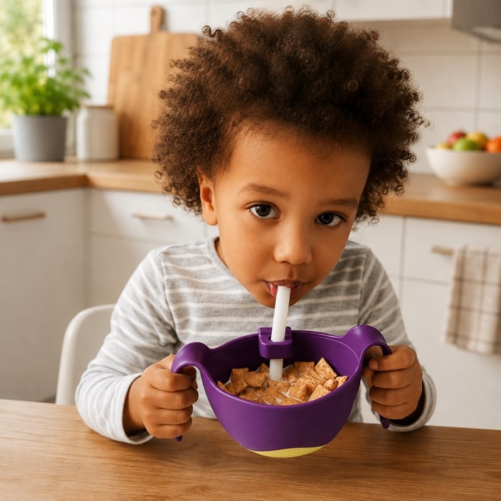 Matskål för barn - B.box Bowl and Straw XL Passion Splash