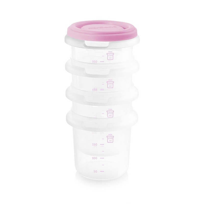 Matburkar för barnmat Miniland Hermisized rosa 4-pack