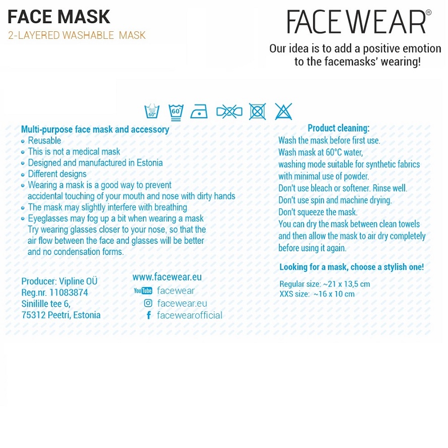 Facewear munskydd barn - Ljusblå