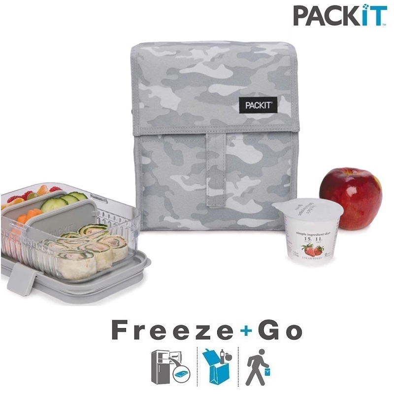 Liten kylväska PackIt Freezable Lunch Bag Camo Grey