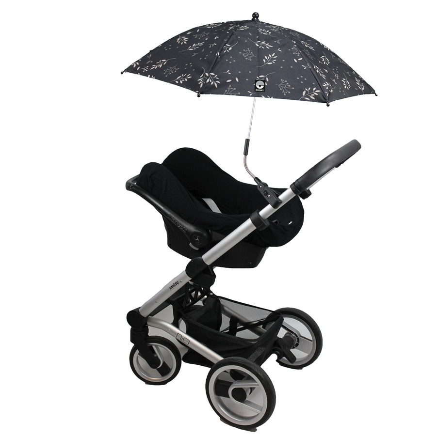 Parasoll till barnvagn Dooky Stroller Parasol Umbrella Black Leaves