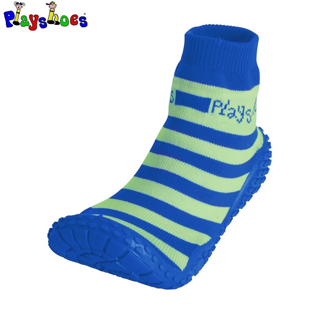 Badsockor barn Playshoes Aquasocks Blå och grönrandiga