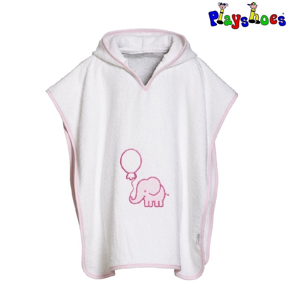 Badponcho barn Playshoes Elefant Rosa