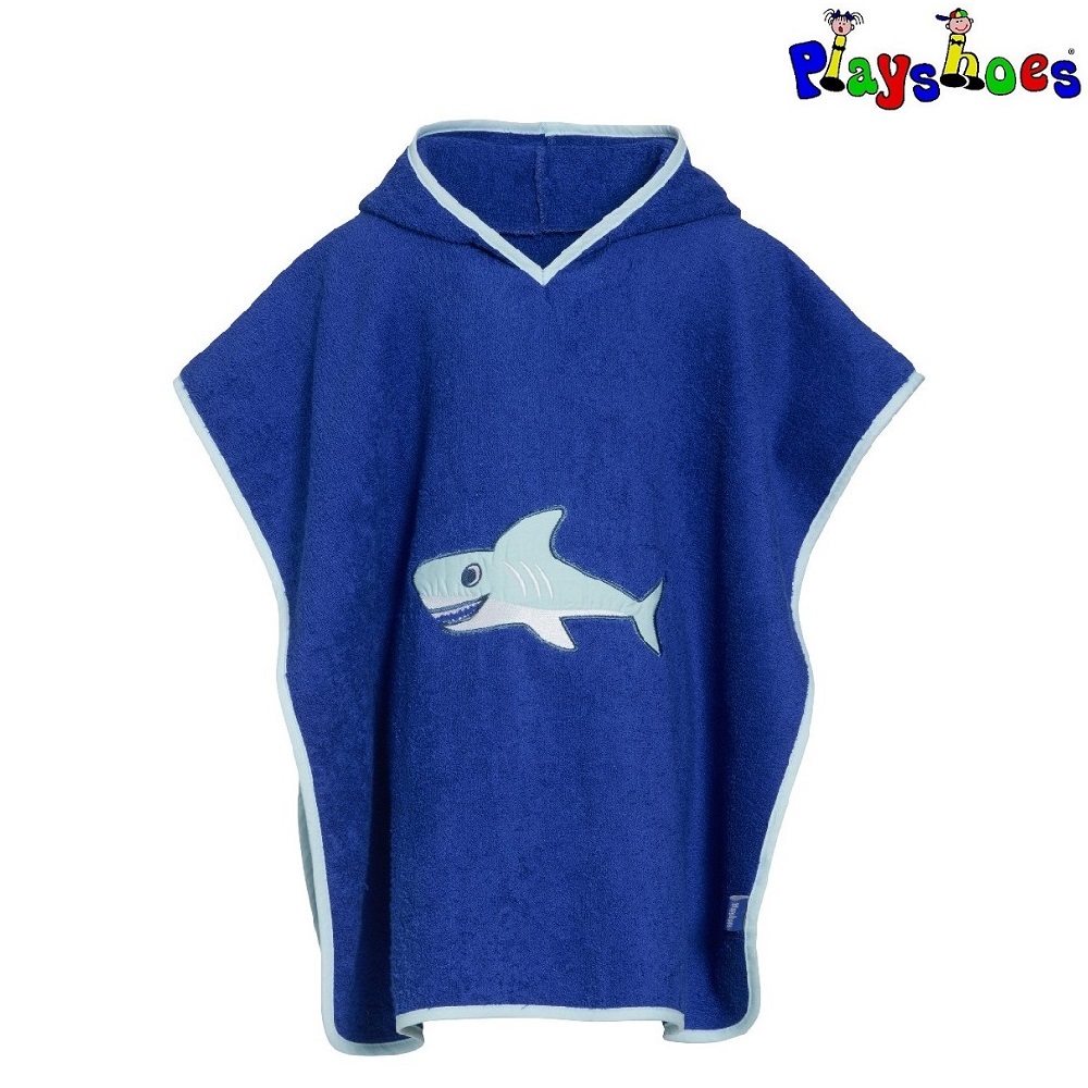 Badponcho barn Playshoes Shark Blå