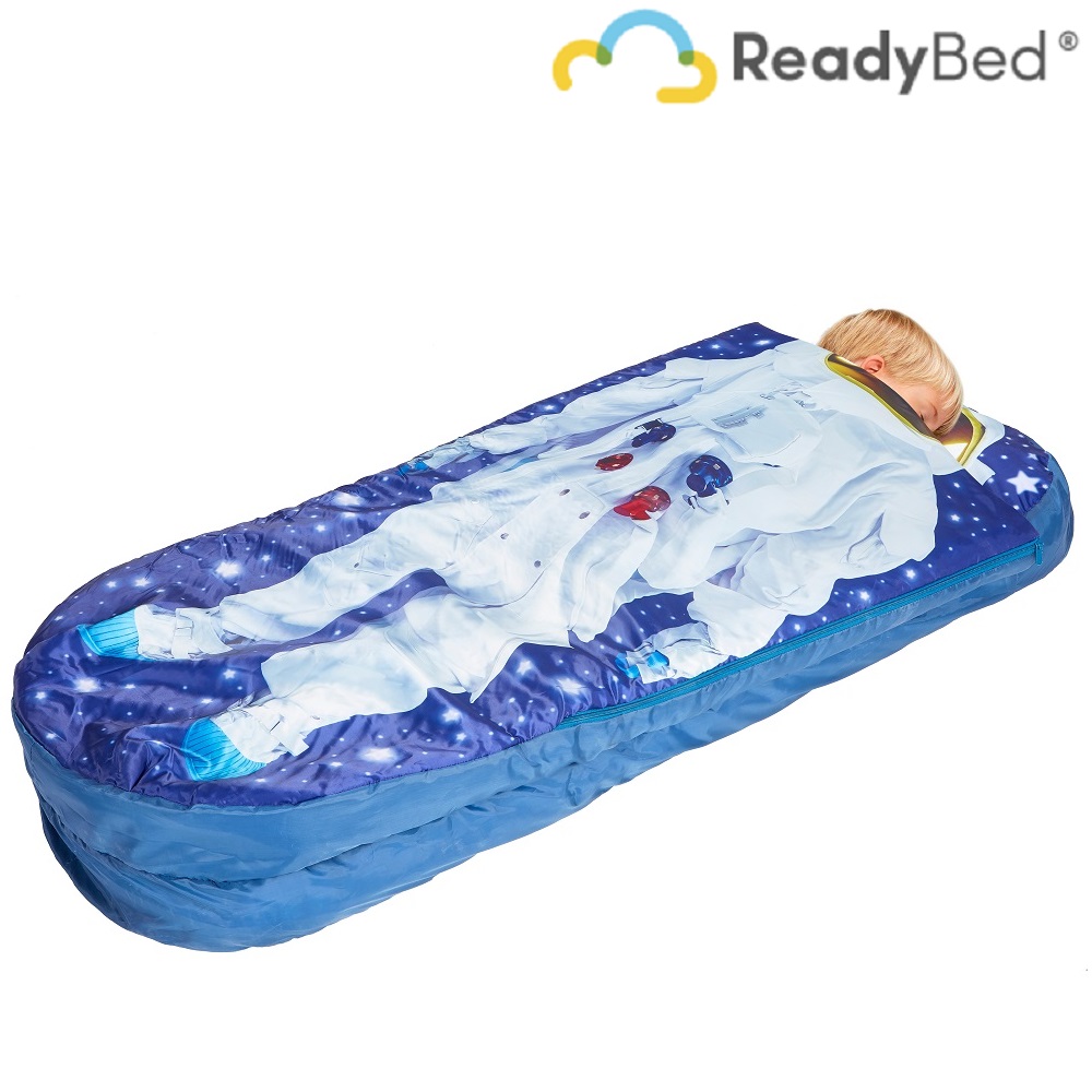 Resemadrass med lakan och kudde Readybed Junior Astronaut