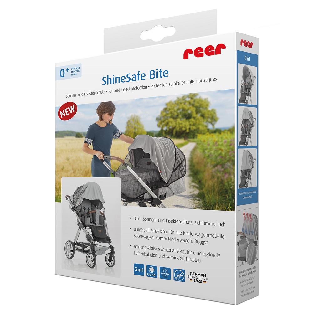 Solskydd och Myggnät till barnvagn Reer ShineSafe Bit & Sun