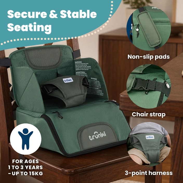 Resebarnstol - Trunki Dining Booster Seat Green