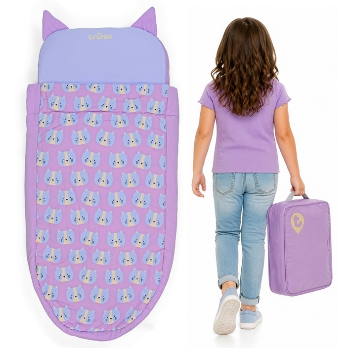Uppblåsbar resemadrass med sovsäck - Trunki Bedtime Explorer Cassie Cat