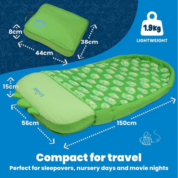 Uppblåsbar resemadrass med sovsäck - Trunki Bedtime Explorer Dudley Dino