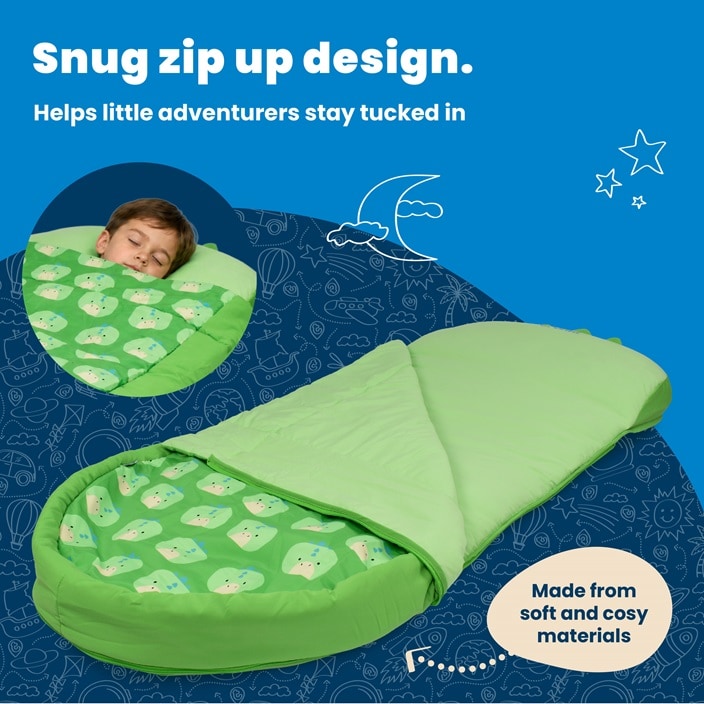 Uppblåsbar resemadrass med sovsäck - Trunki Bedtime Explorer Dudley Dino