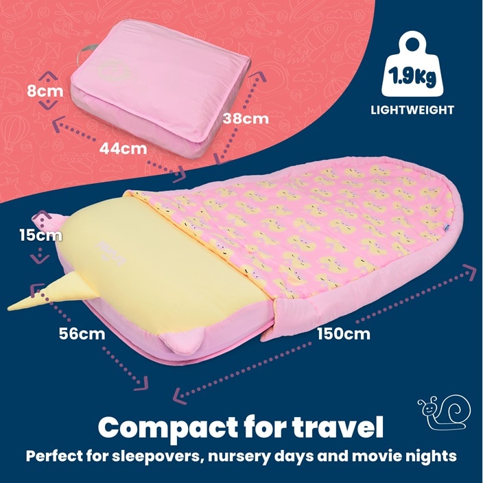 Uppblåsbar resemadrass med sovsäck - Trunki Bedtime Explorer Una Unicorn