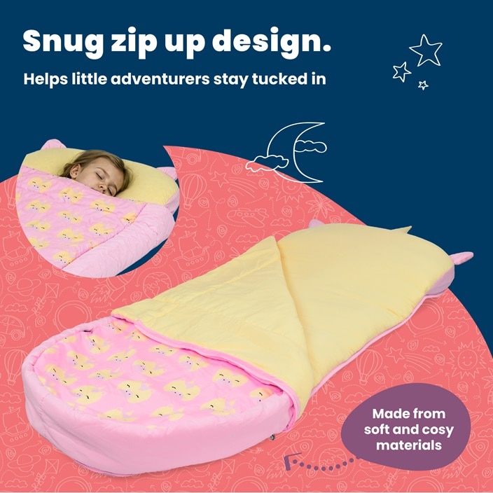 Uppblåsbar resemadrass med sovsäck - Trunki Bedtime Explorer Una Unicorn