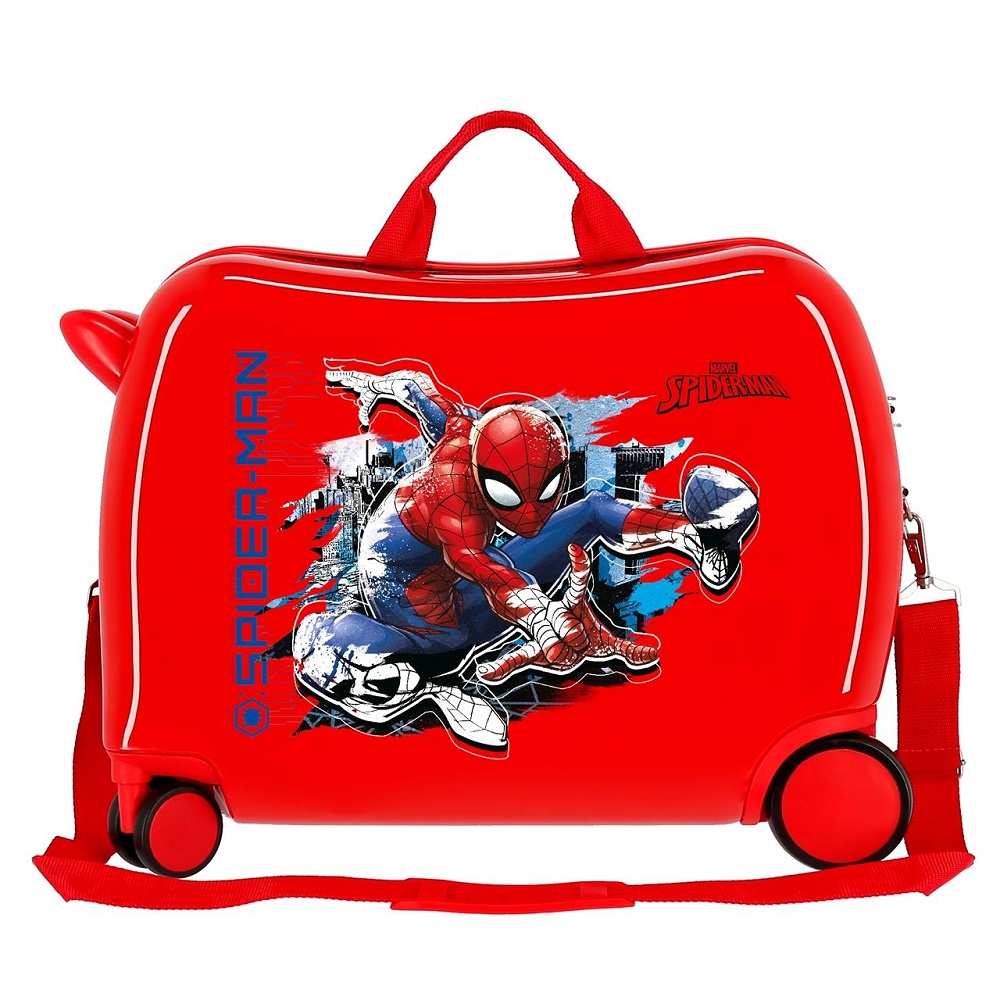 Resväska barn att åka på Spiderman röd
