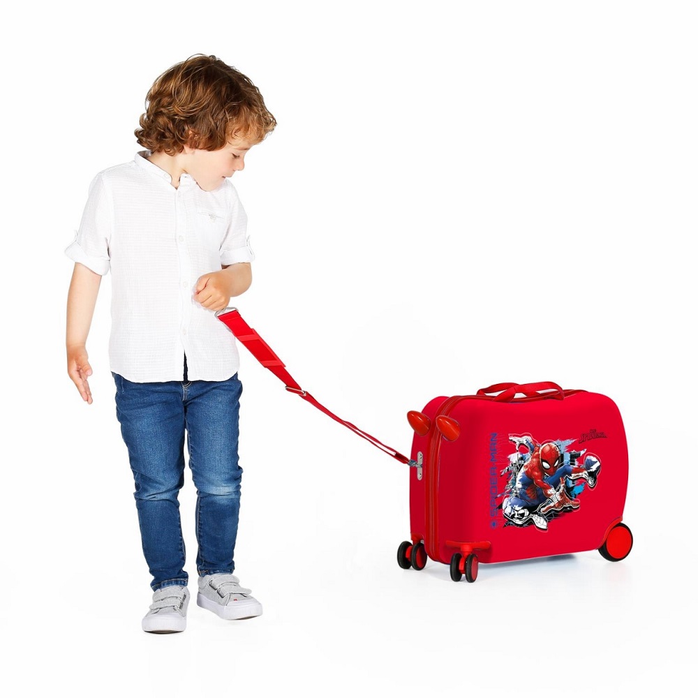 Resväska barn att åka på Spiderman röd