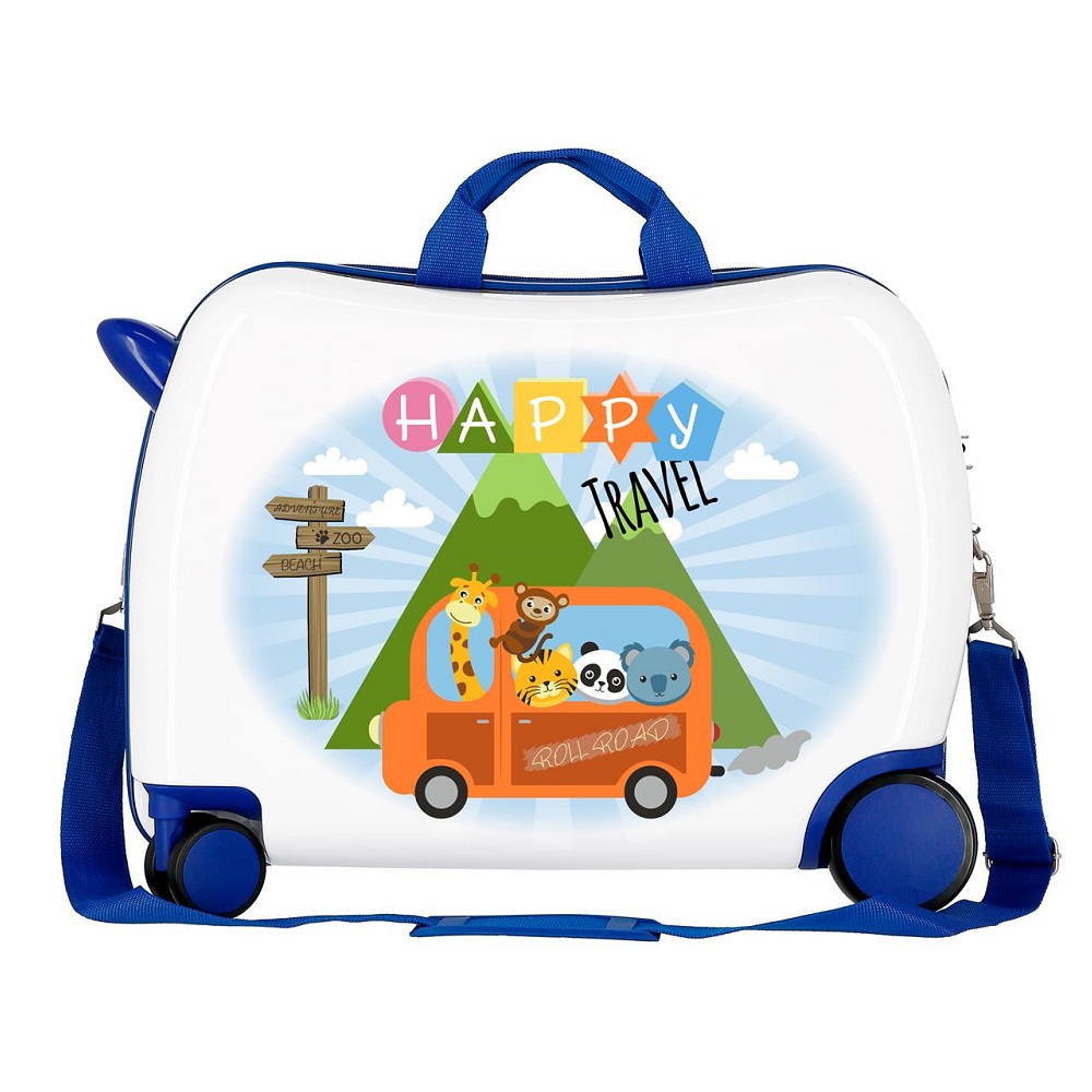 Resväska för barn att åka på Roll Road Happy Travel