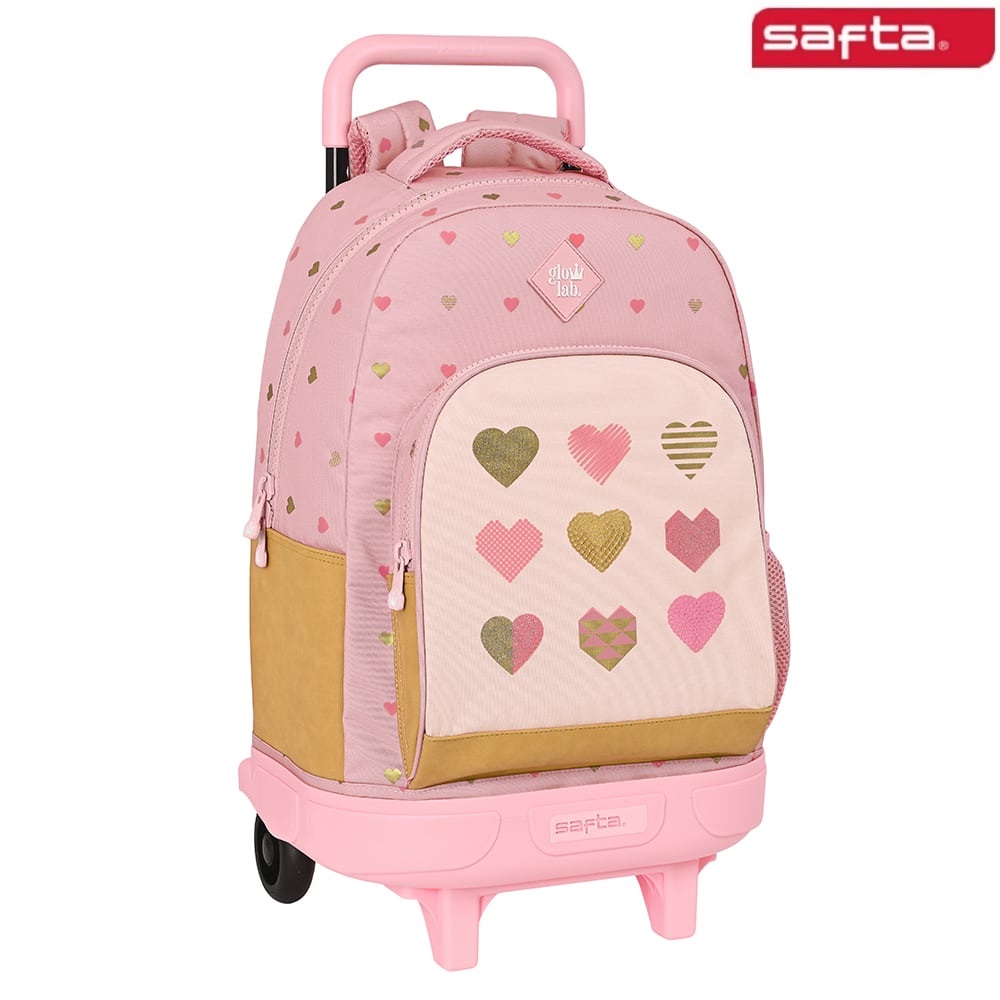 Resväska för barn Glowlab Hearts Trolley Backpack