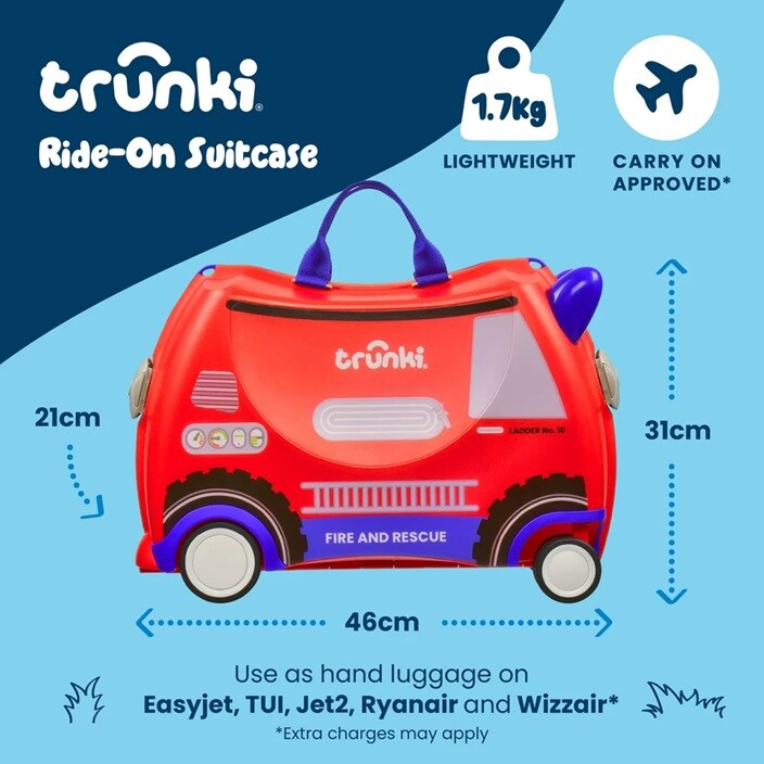 Resväska för barn - Trunki Glide Frank Firetruck