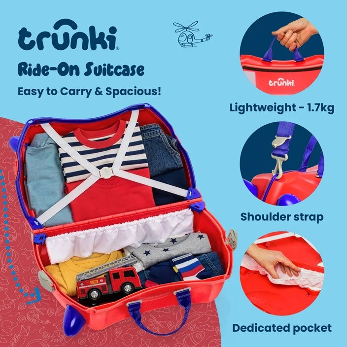 Resväska för barn - Trunki Glide Frank Firetruck