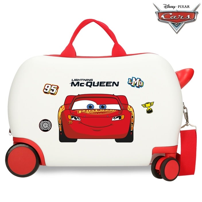 Ride-on resväska för barn att åka på Bilar McQueen White