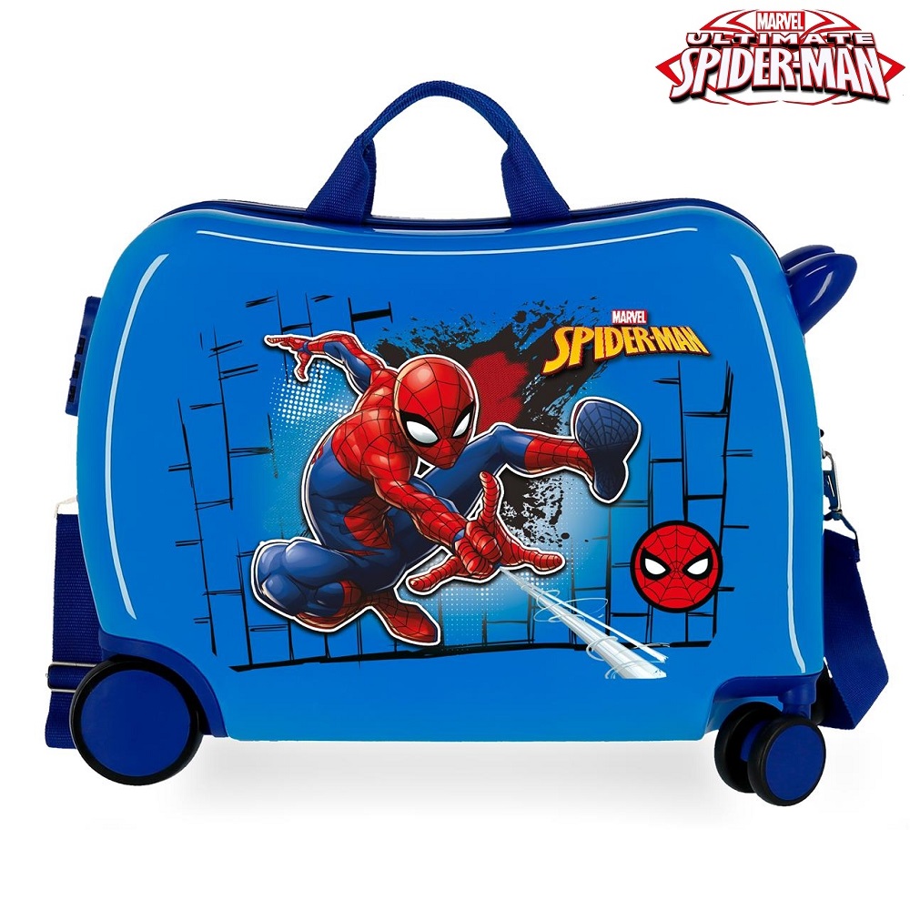 Resväska för barn att åka på Spiderman Great Power Blue