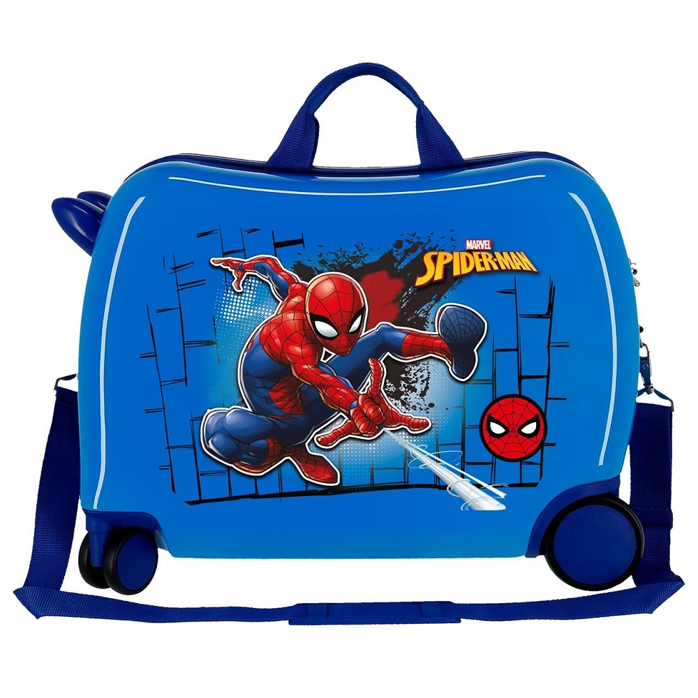 Resväska för barn att åka på Spiderman Great Power Blue