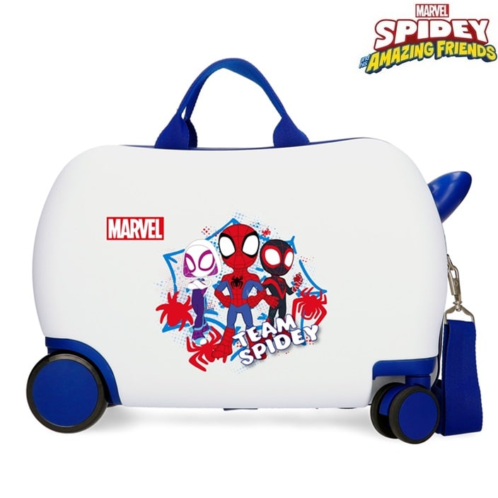 Ride-on resväska för barn att åka på Spidey Team White