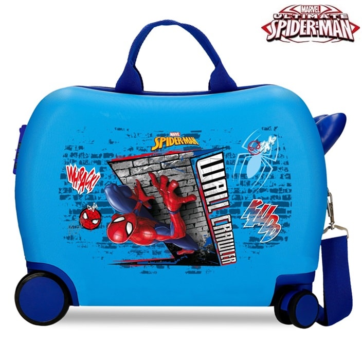 Ride-on resväska för barn att åka på Spiderman Wall Crawler