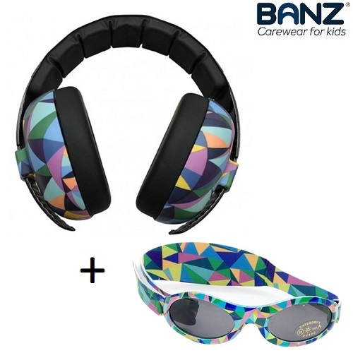 Set med hörselkåpor och solglasögon för baby Banz Kaleidoscope