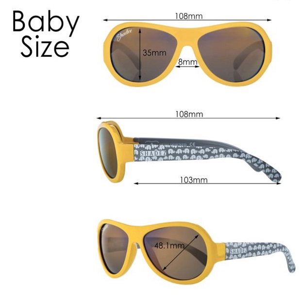 Måttangivelse för Shadez Baby solglasögon barn